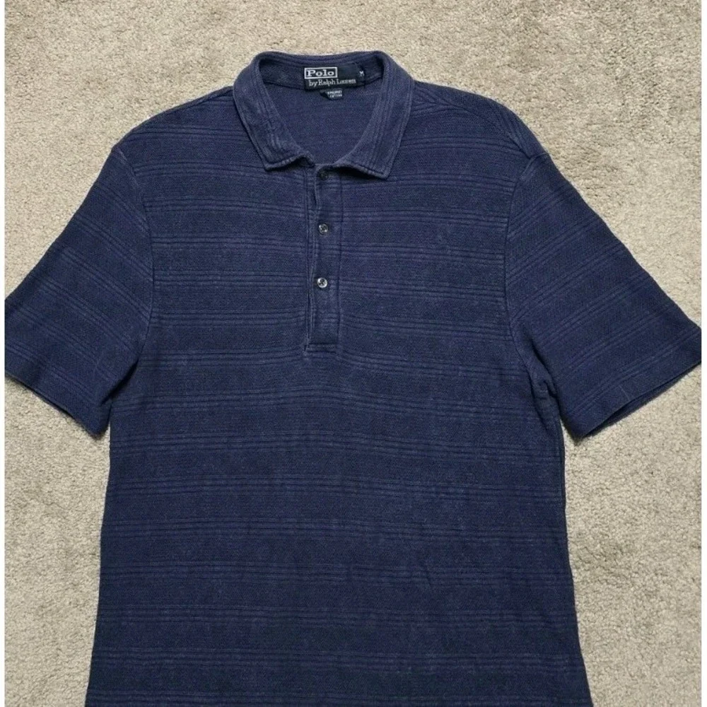 Vintage Polo Ralph Lauren Men's Heavy Knit Polo‎ Shirt Size Medium 90s Mesh Slim